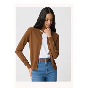 J.Crew Classic Cotton Cardigan Sweater Womens XL Brown Preppy Minimalist Capsule